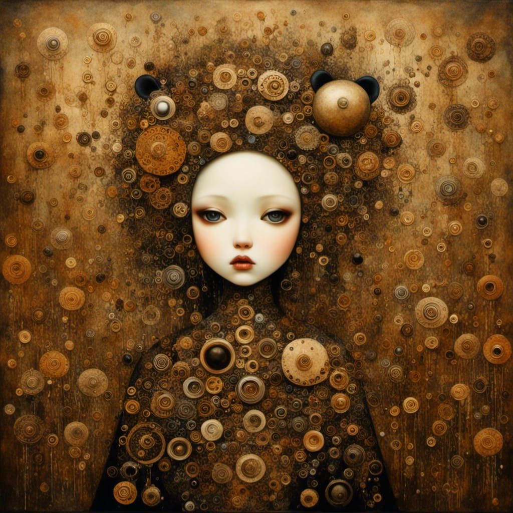 Bear in Klimt Opera Style with Art Nouveau Elements