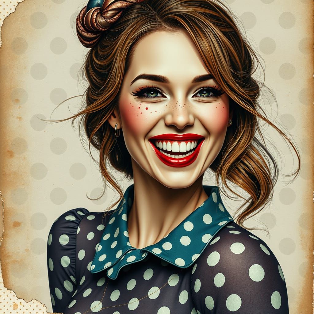 French Woman in Polka Dots, Bold Realism Style