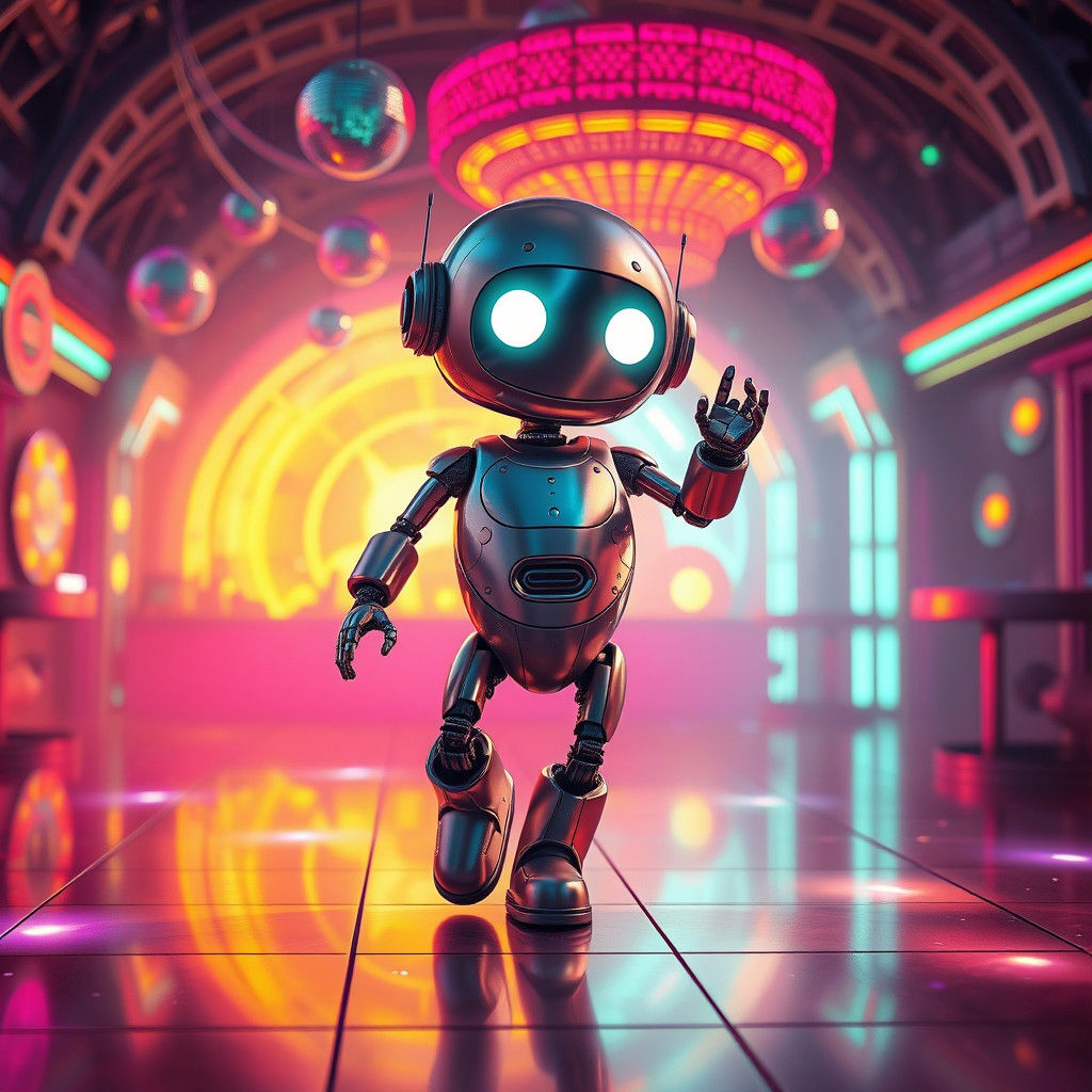 Robot Disco Dance in Futuristic Concept Art Style