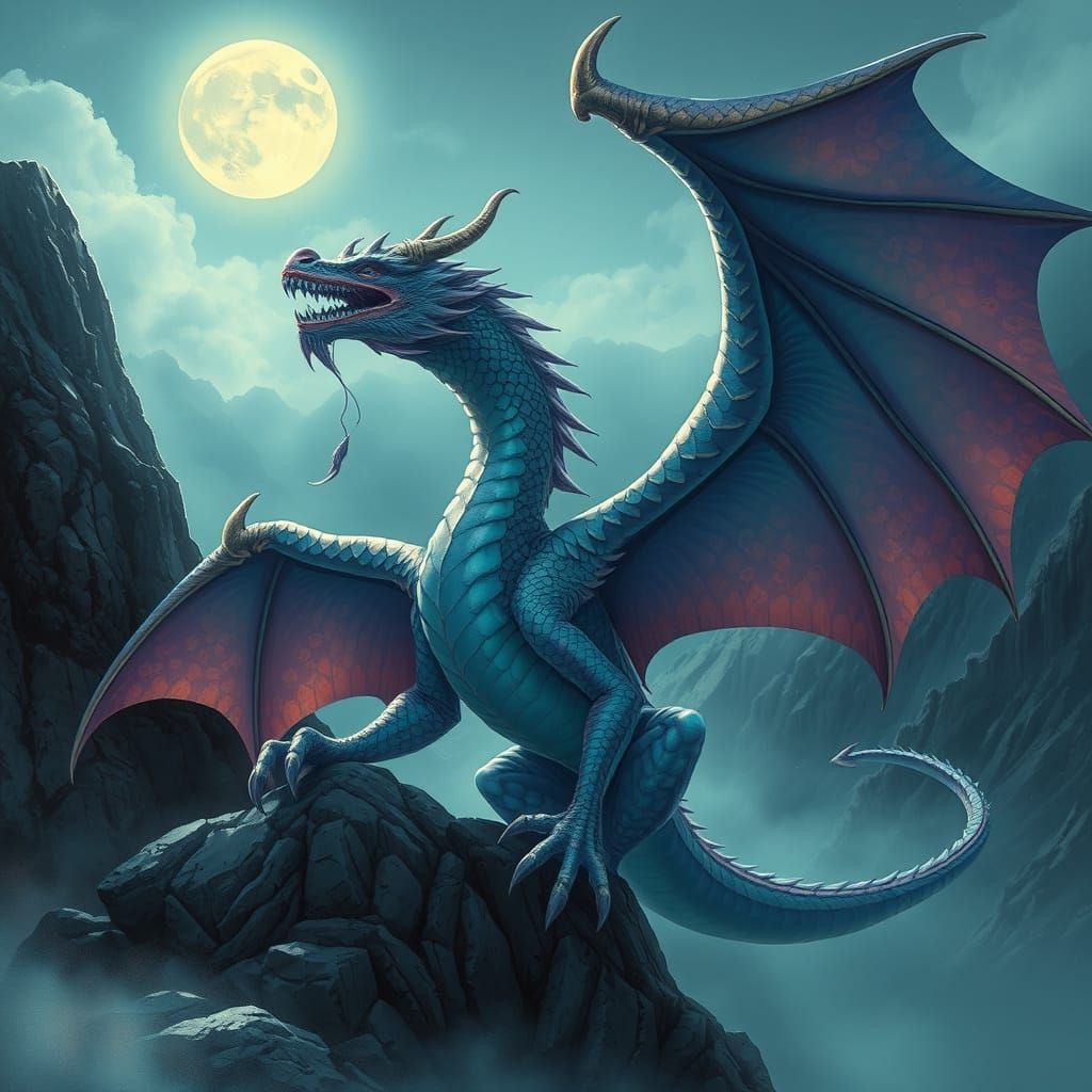 Dragon in Dreamlike, Futuristic Illustration