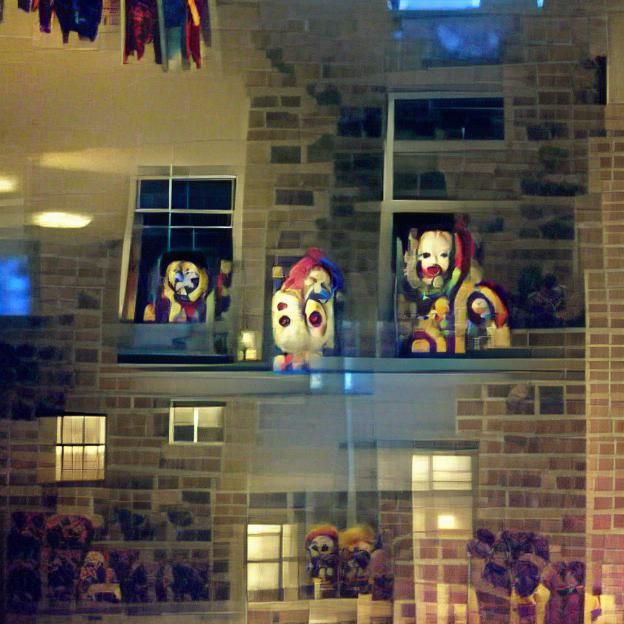 Creepy Clowns Watching Through the Windows