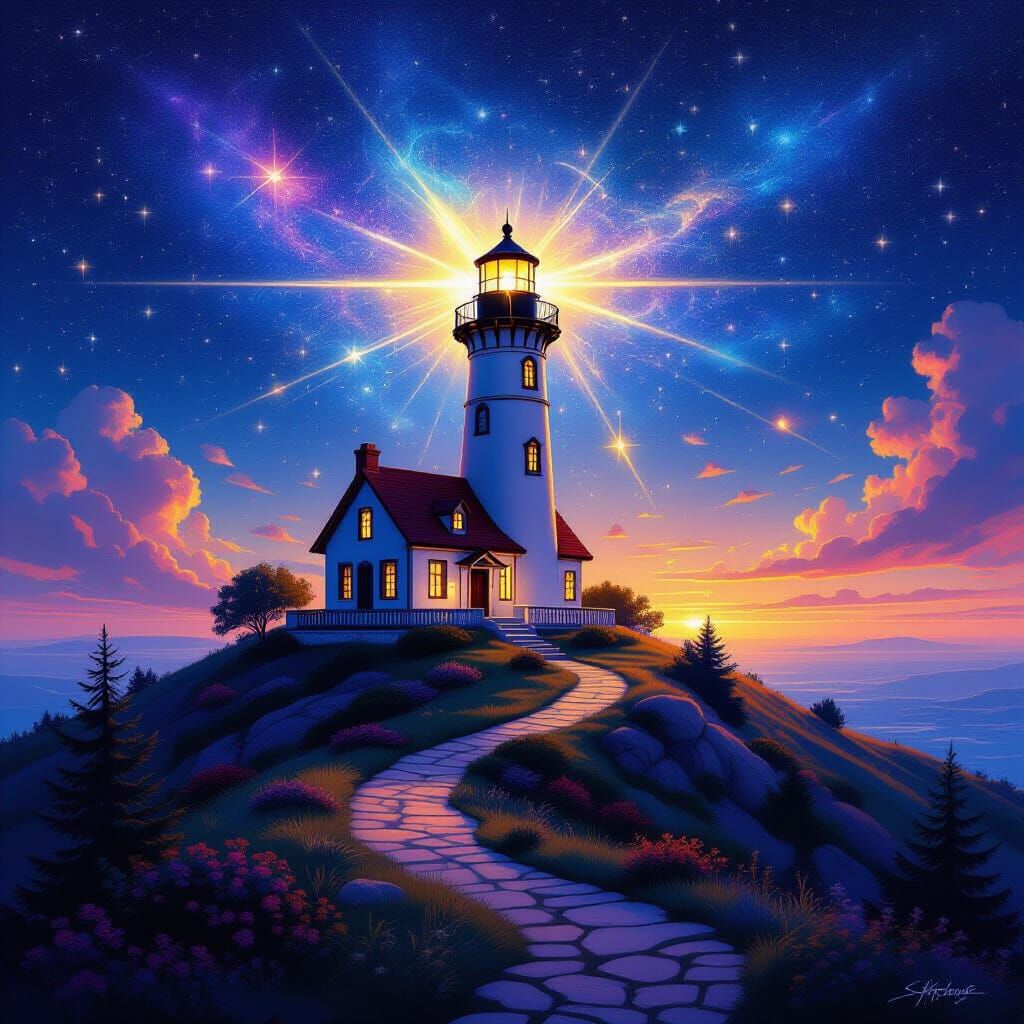 Cosmic Lighthouse House Guides Lost Souls