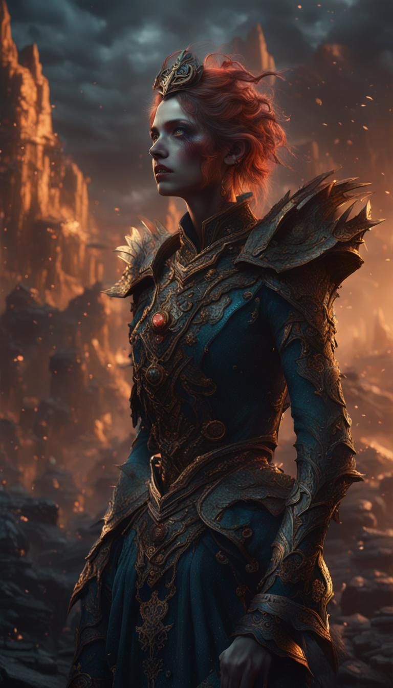 Broken Woman: Detailed Matte Painting in Deep Color