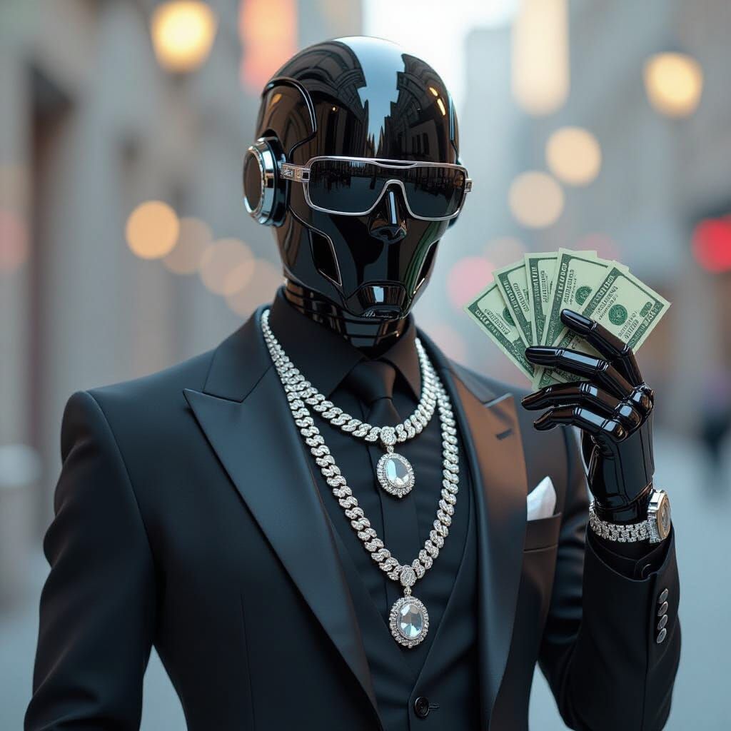 Rich Robot Flashes Cash in Futuristic Style