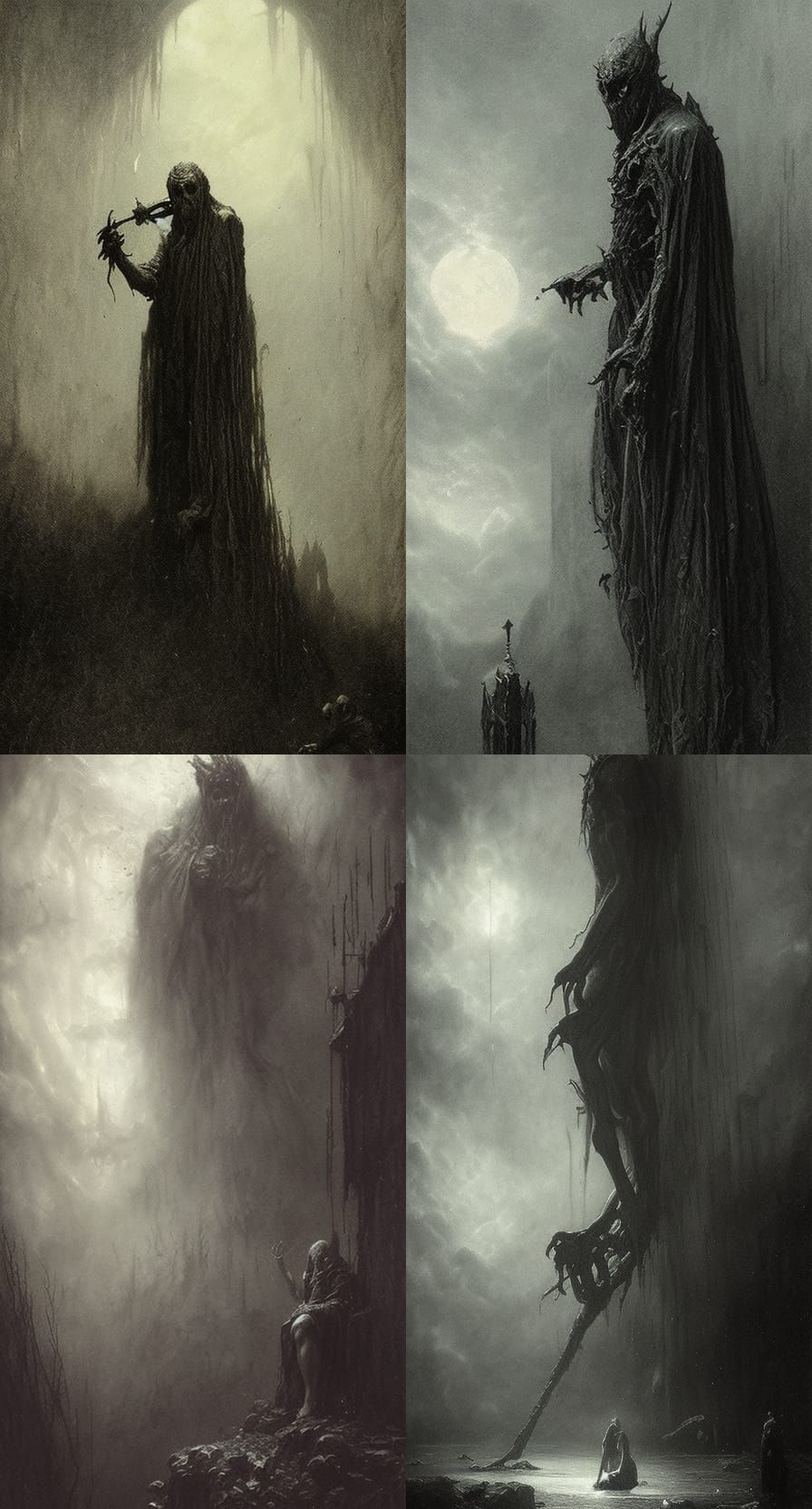 Eerie Monster in Shadow, Photorealistic Horror Illustration