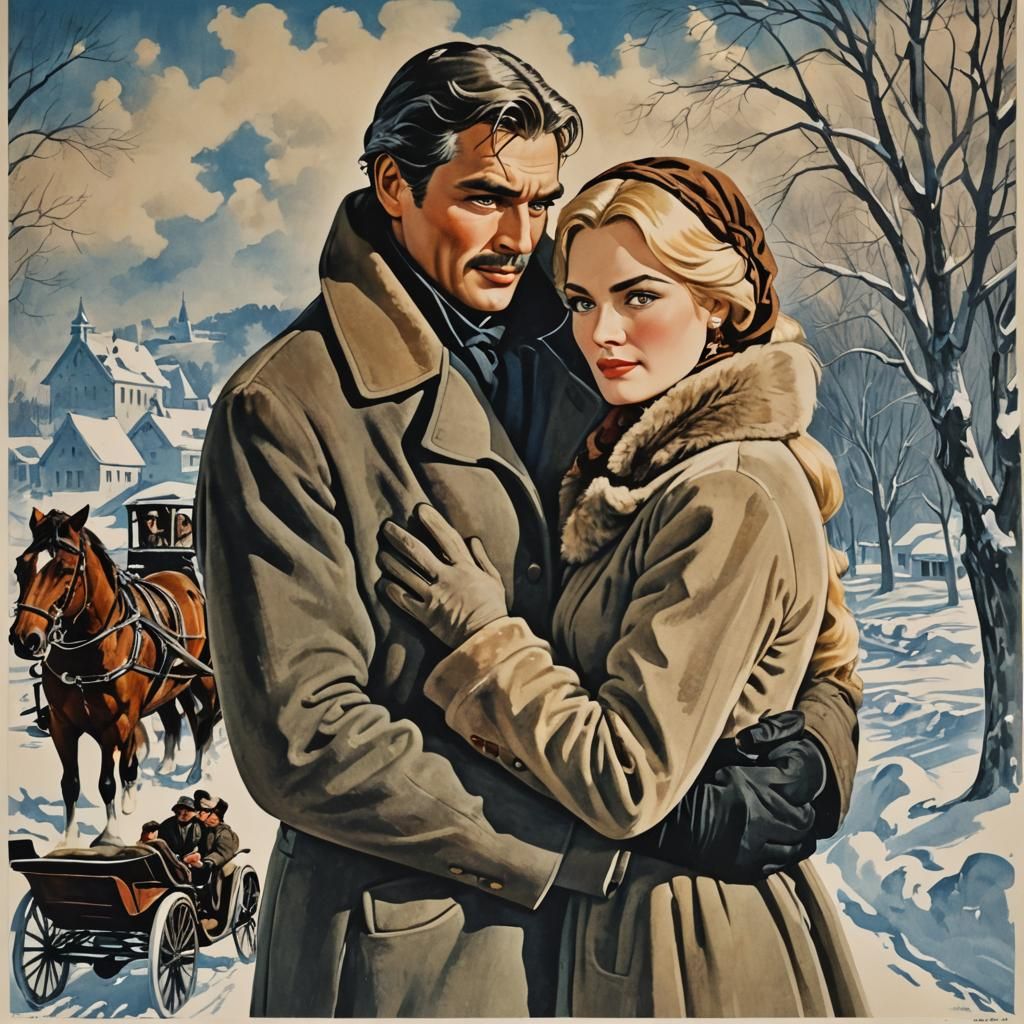 Doctor Zhivago Film Poster with Winter Embrace
