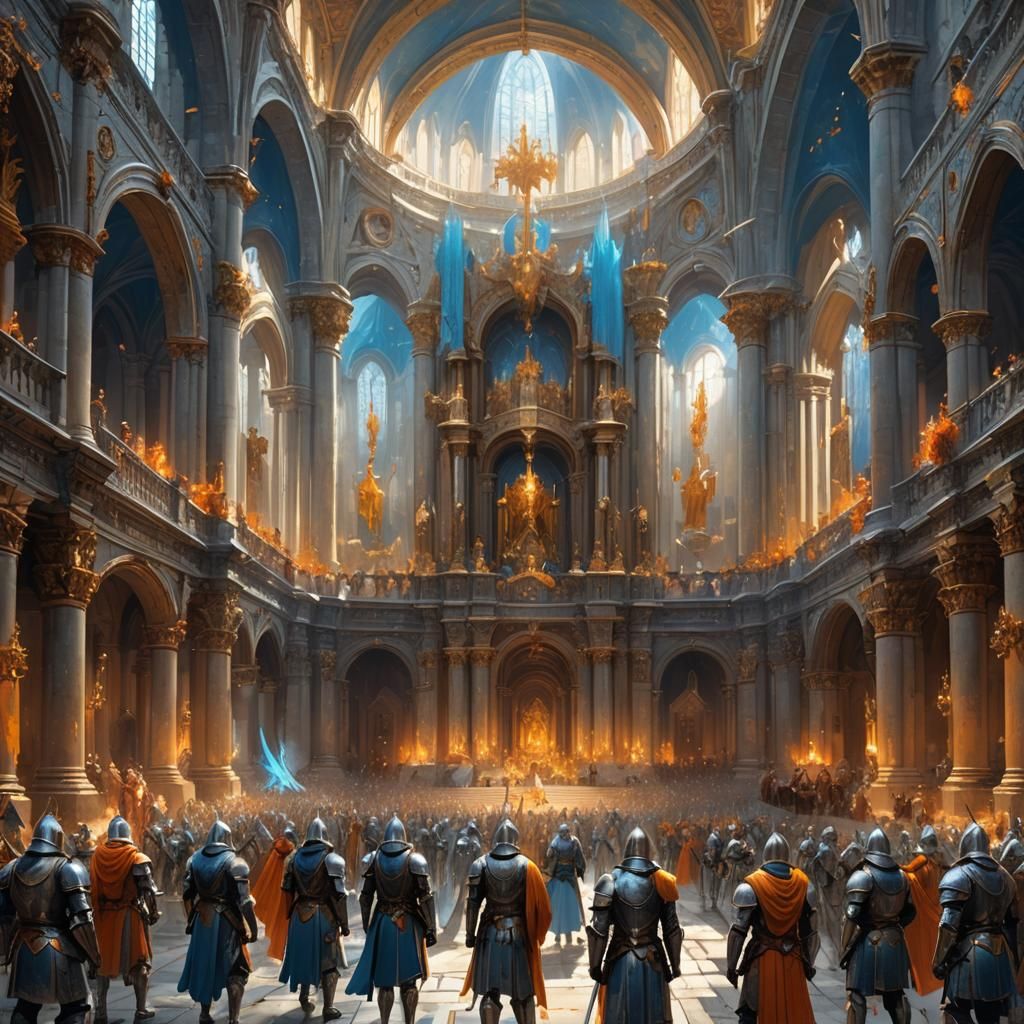 Knights in Grand Hall: Fantasy Matte Painting
