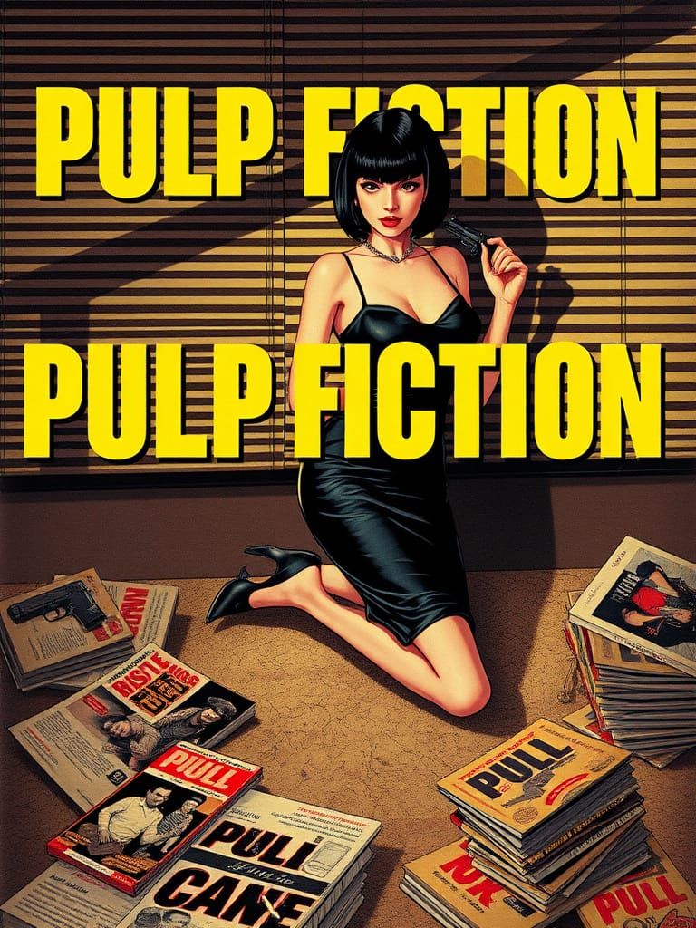 Pulp Fiction Manga Poster in 1990s Style