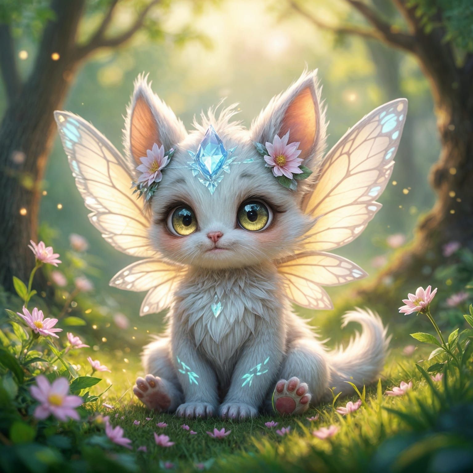 Pastel Fantasy Creature in Magical Forest