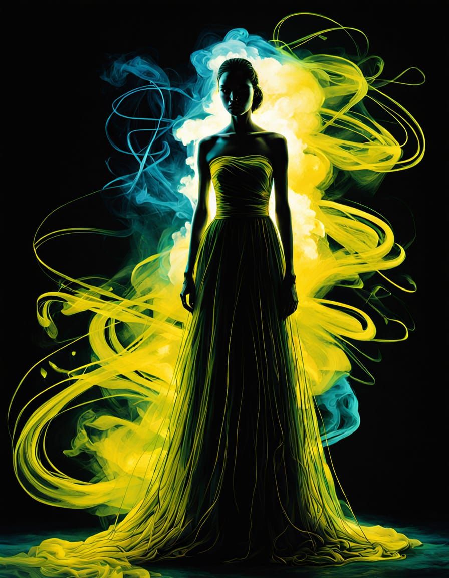 Vibrant Goddess in Smoky Graffiti Dreamscape