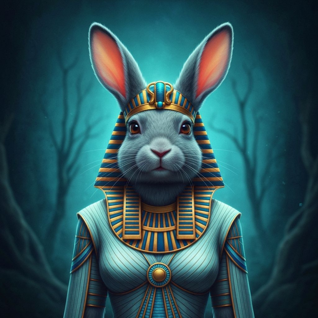 Cleopatra Rabbit: Egyptian Pharaoh in Sci-Fi Style