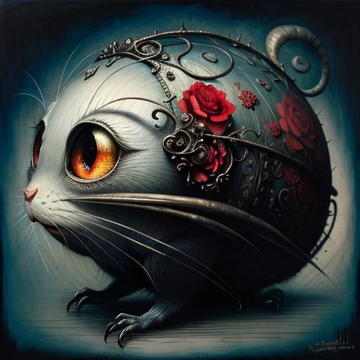 Surreal Ghost Mouse with Enormous Eyes