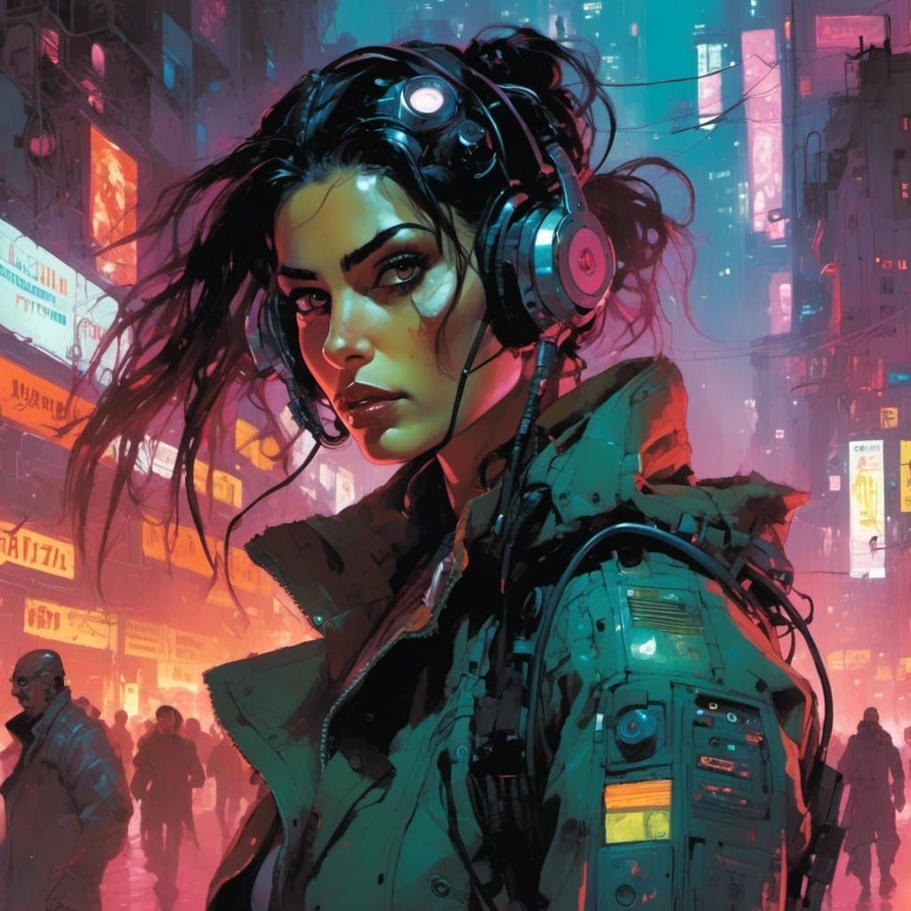 Cyberpunk Beauty in Gritty Metropolis