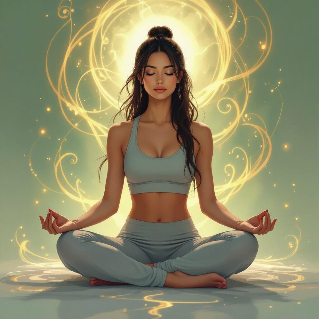 Meditating Woman Surrounded by Ethereal Light
