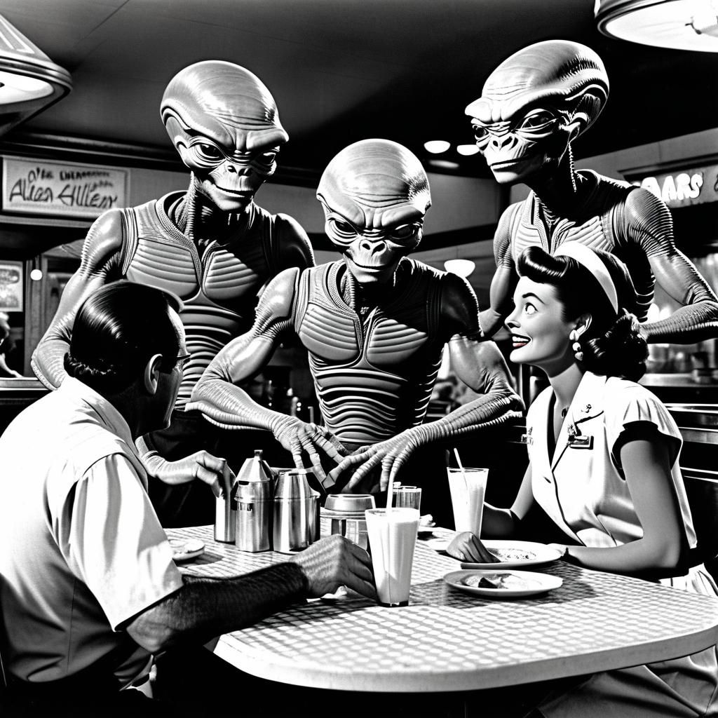 Grumpy Aliens Order Food at Earth Diner