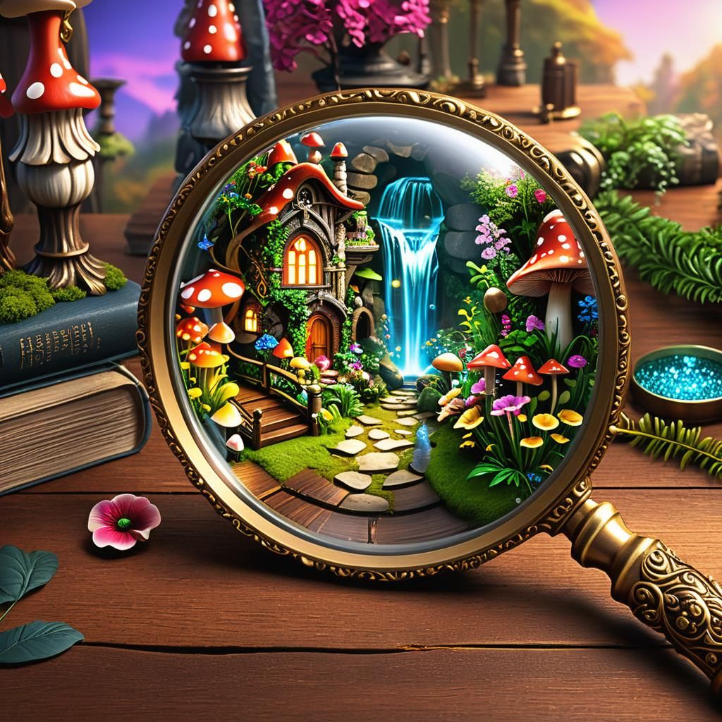 Fantasy World in Ornate Magnifying Glass