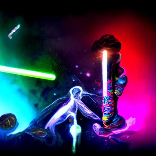 Cosmic Lightsabers: Holographic Astral Illustration