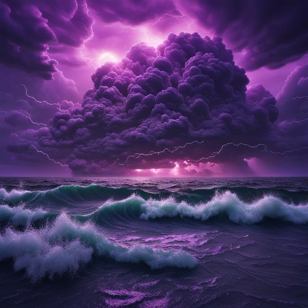 Purple Storm Clouds over the Sea: Detailed Matte Painting