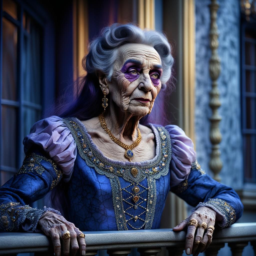 Transvestite Juliet on Balcony: Art Deco Klimt-Inspired Port...