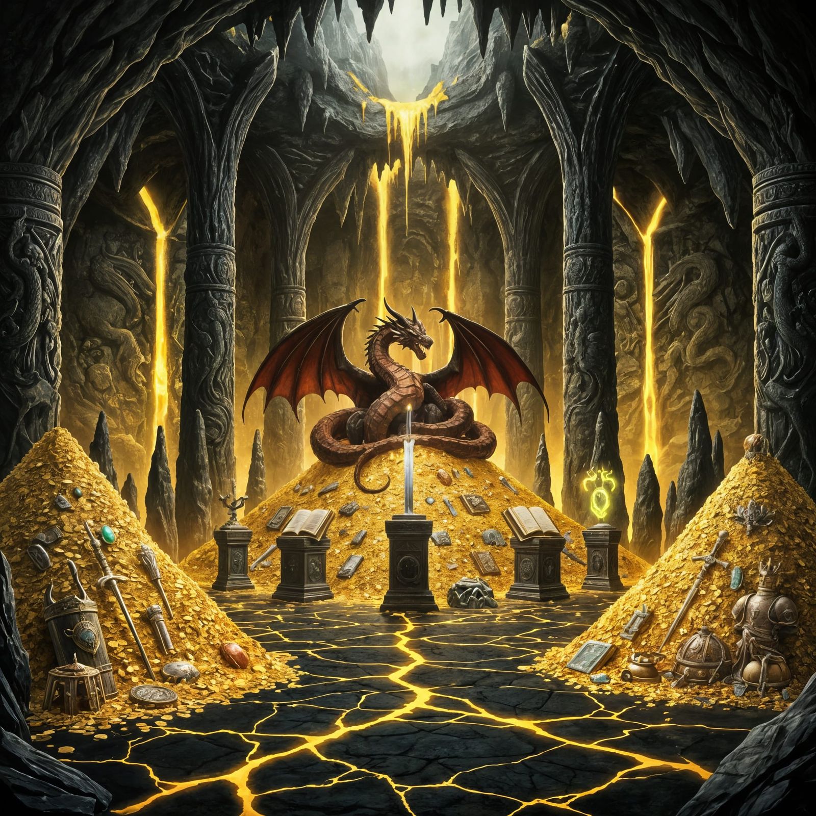 Dragon's Obsidian Vault of Ancient Treasures