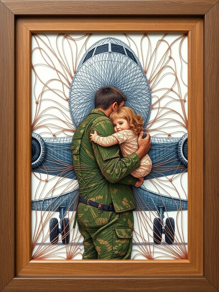 Touching String Art: Soldier's Loving Reunion