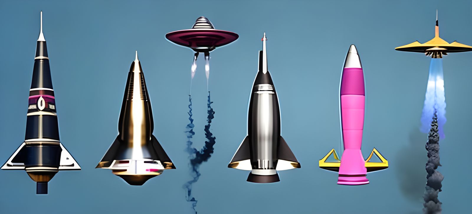 Alien Rockets Launching into Space