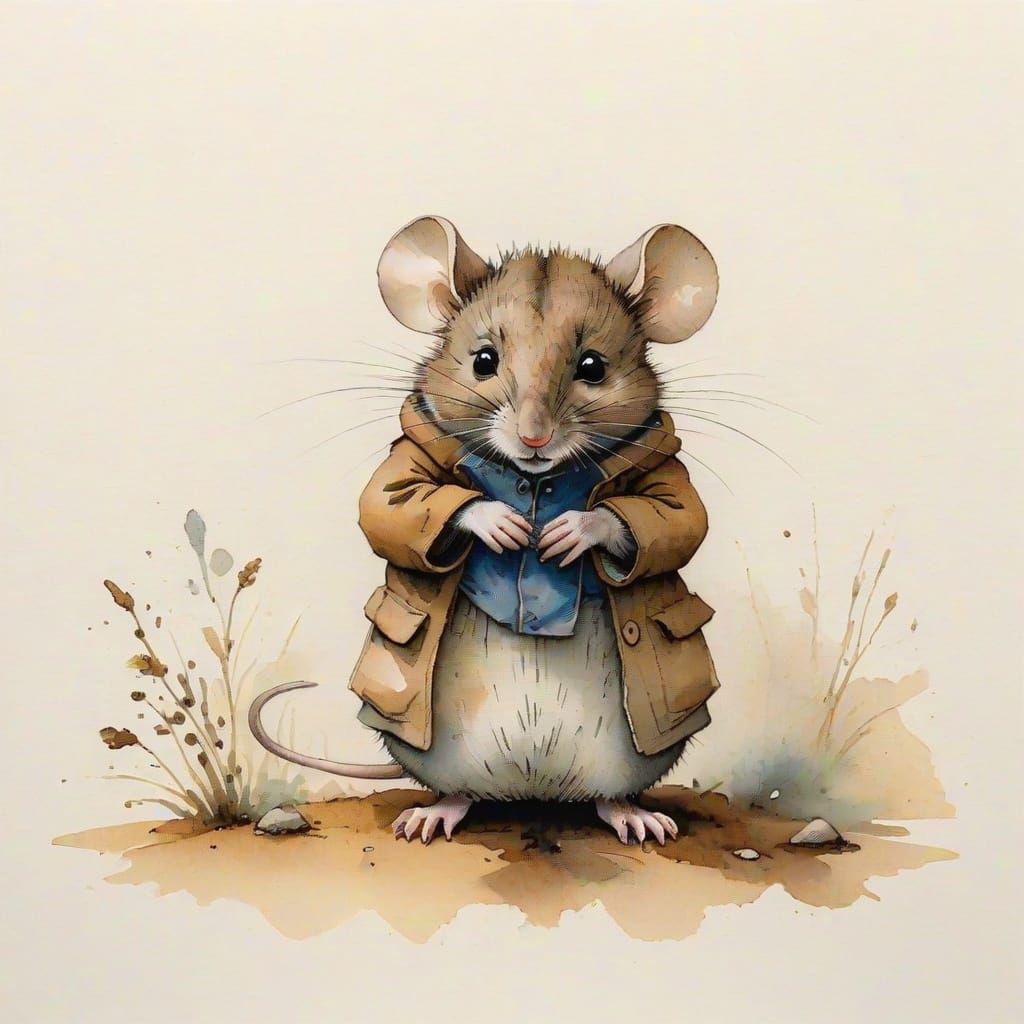 Shy Mouse in Beatrix Potter Style