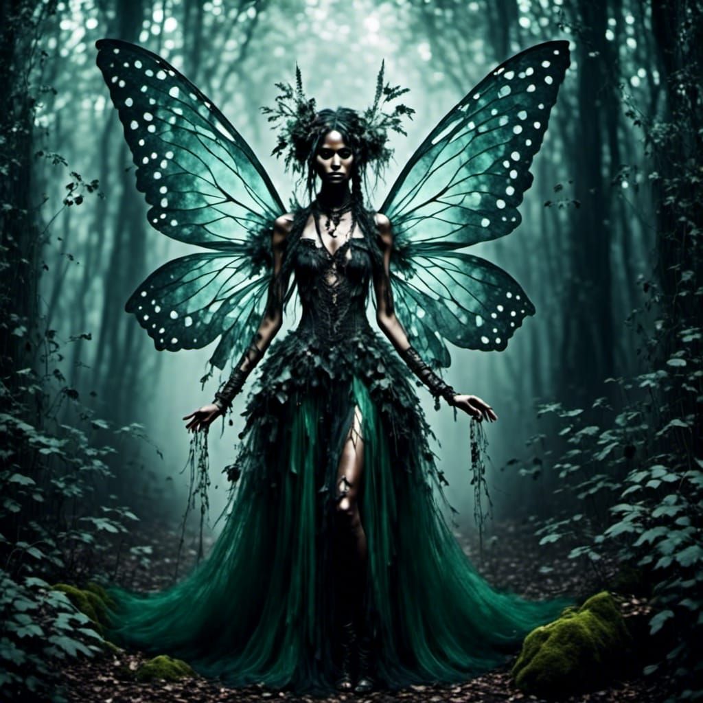 Dark Fairy in Misty Forest, Marcela Bolívar Style
