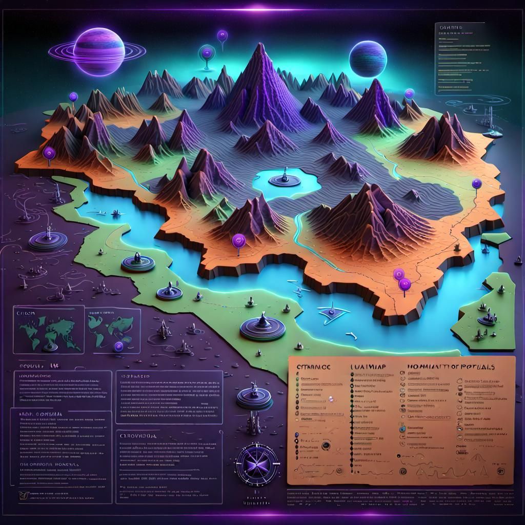 Alien Cat Planet Map in 3D Game Style