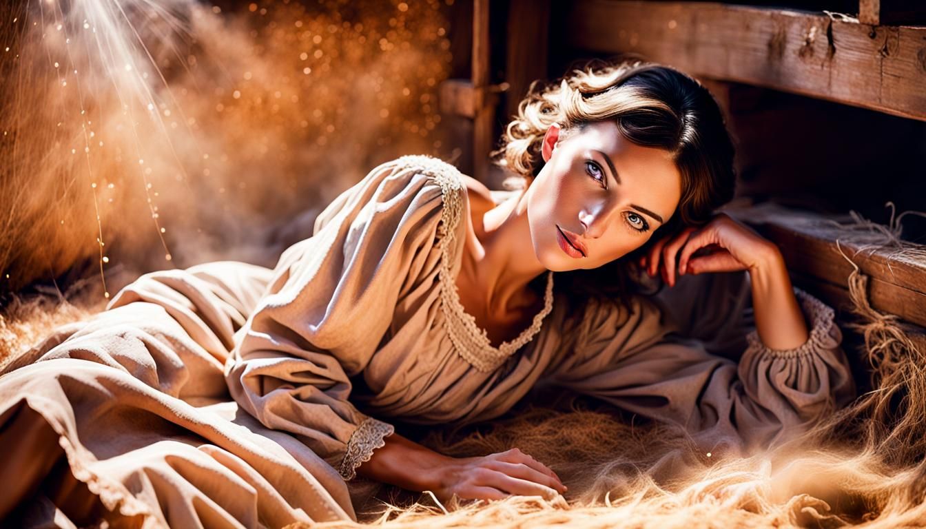 Spanish Milkmaid in Hayloft: Mystical Luminism Portrait