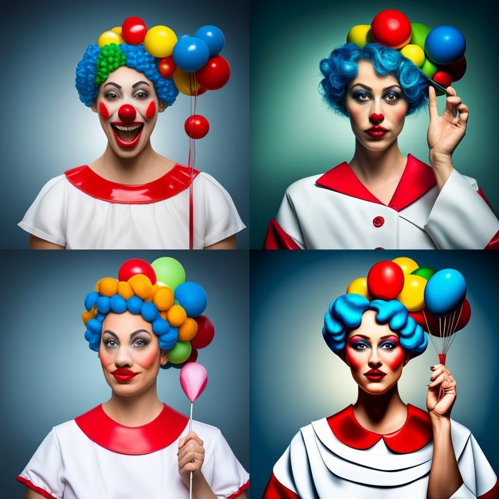 Cheerful Woman Clown in Photorealistic Style
