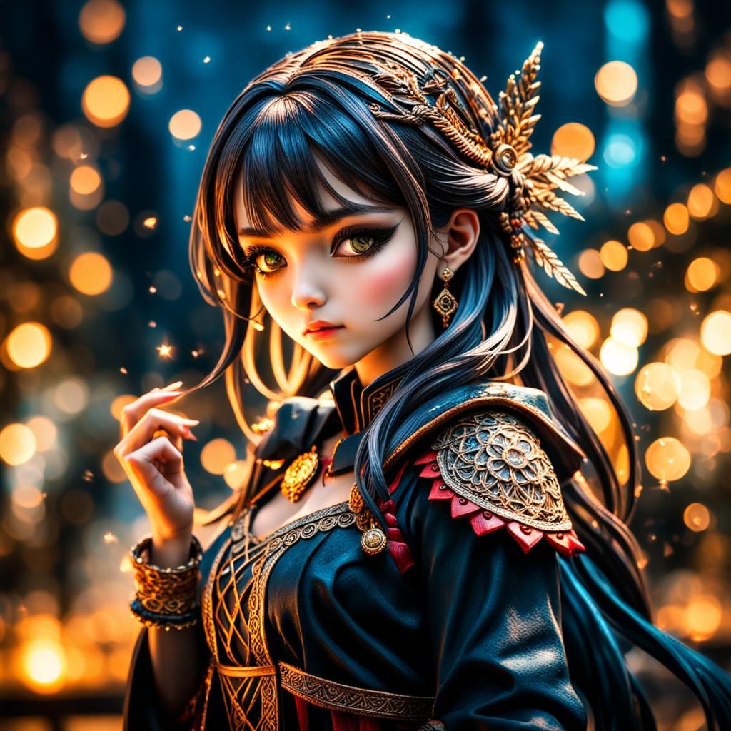 Hyperrealistic Magic Girl in Cinematic Style