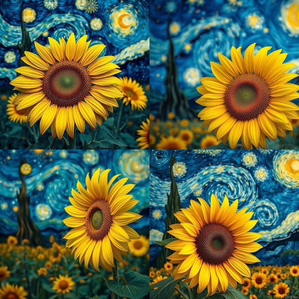 Starry Night Sunflower Blooms in Vibrant Yellow
