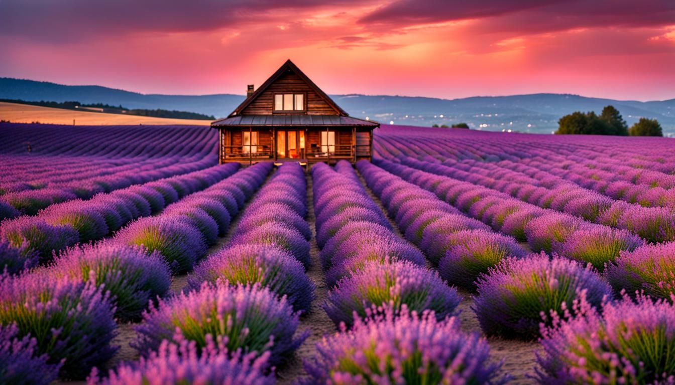 Lavender Field House at Sunset: Professional Photography