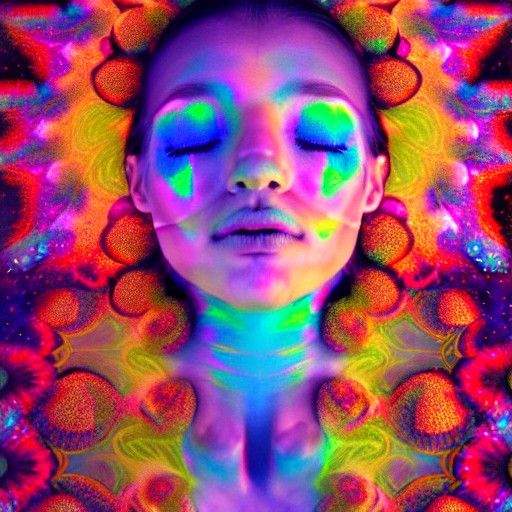 Psychedelic Queen Flowers in Astral Cosmic Illustration