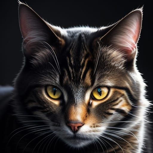 Hyperrealistic Cat Portrait in Oil Painting Style