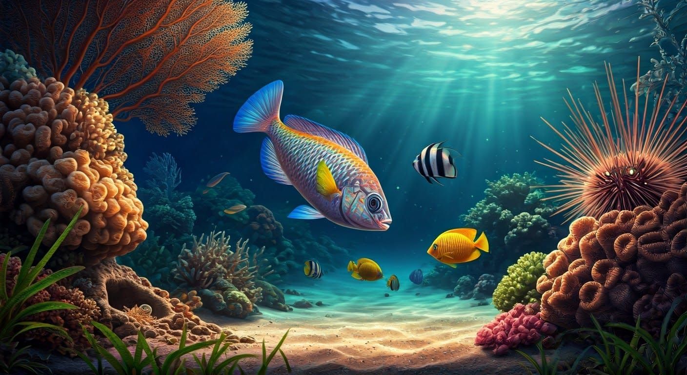 Surreal Marine Life Scene in Vibrant HDR Color