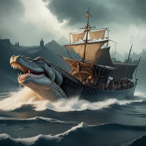 Viking Captain on Drakkar Boat, Fantasy Concept Art
