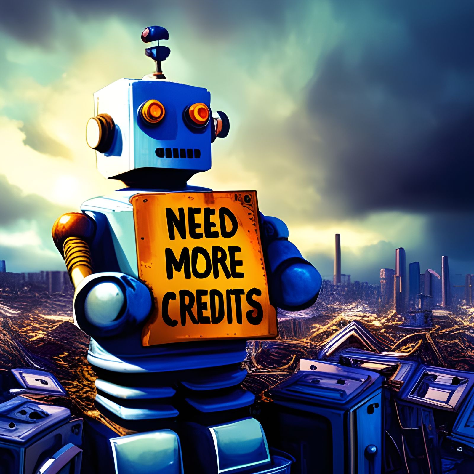 Abandoned Robot Needs Credits, Digital Art