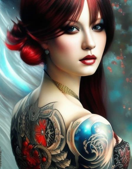 Neo-Victorian Tattoo Portrait in Inksplash Style