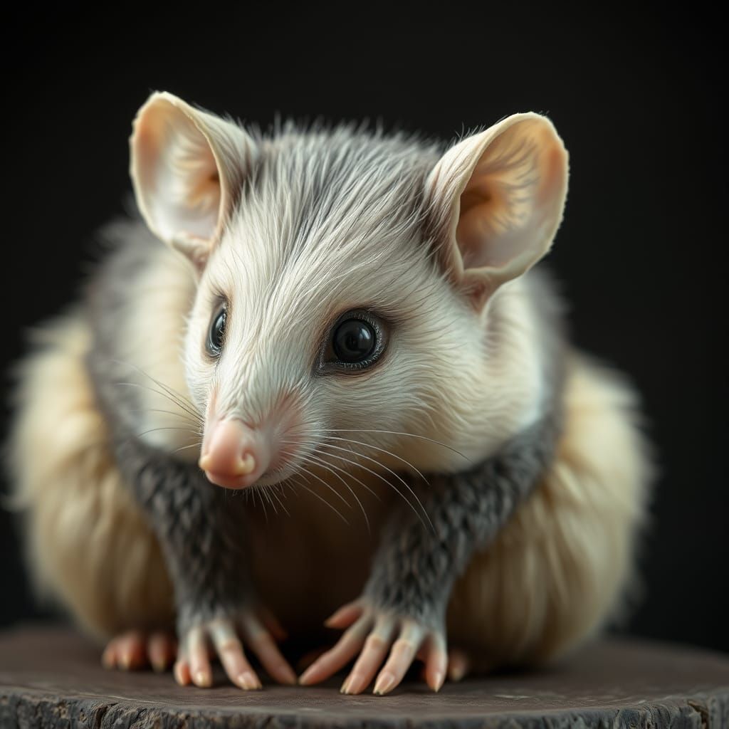 Introspective Possum Sculpture in Art Nouveau Style