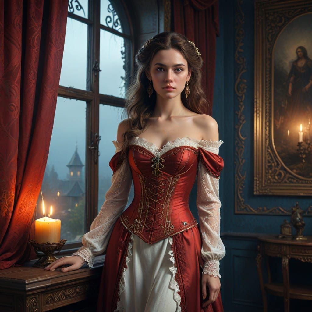 Elegant Woman in Vintage-Inspired Opulence