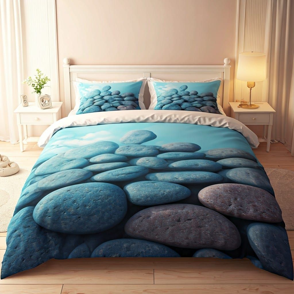 Vibrant Rock Print Bed Sheets in Anime Style