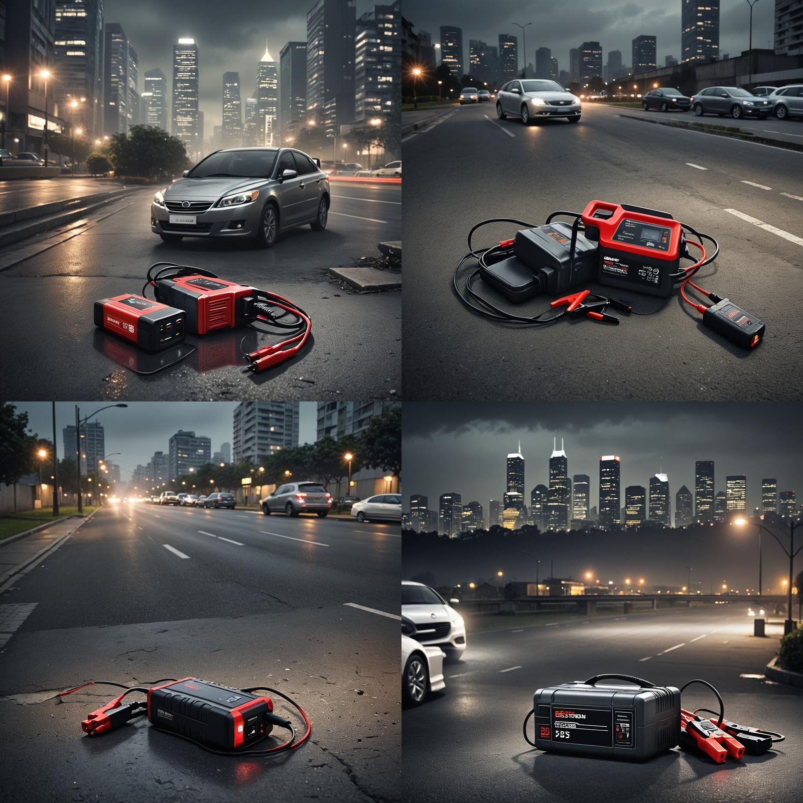 Tech-Oriented Car Jump Starter Advertisement Background