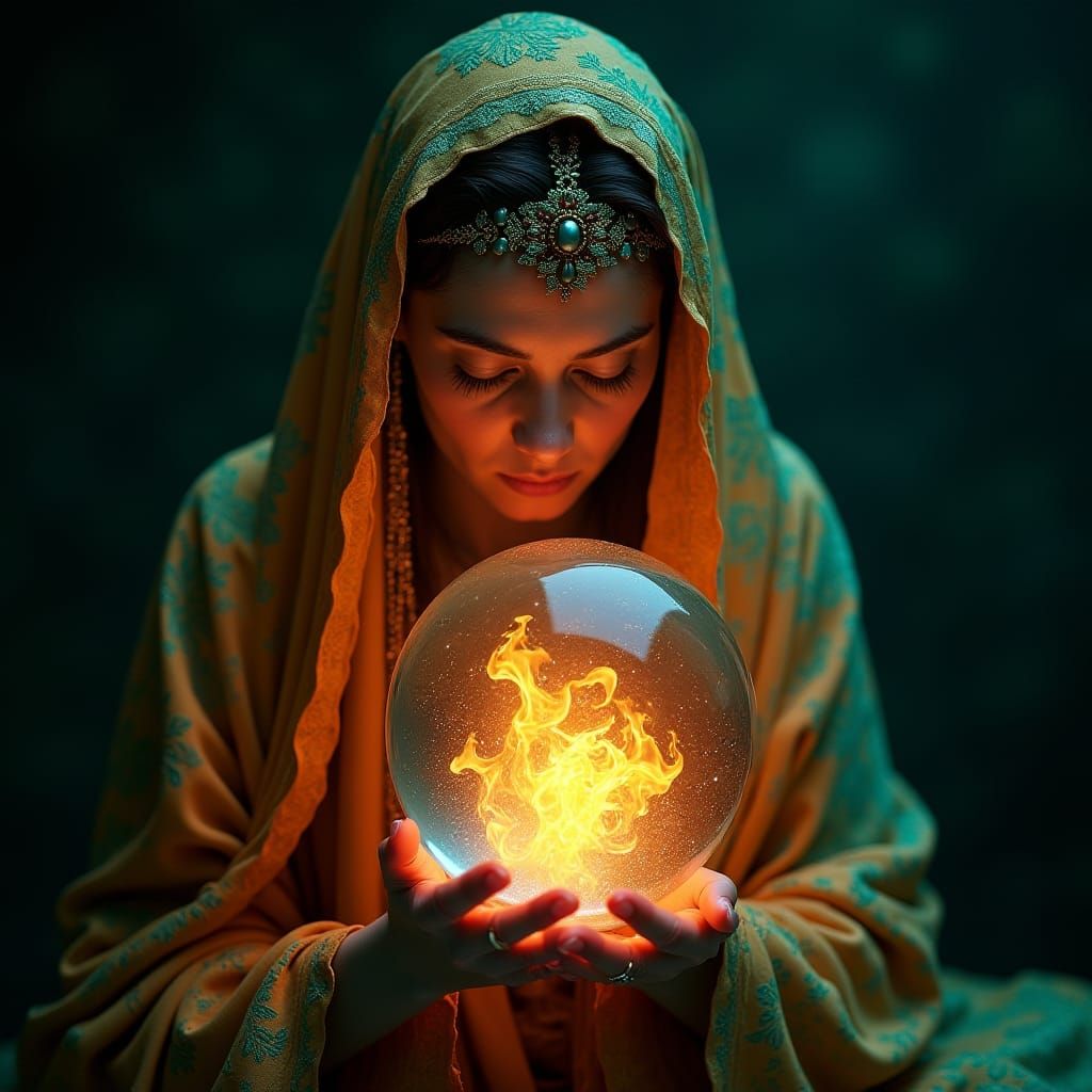 Mystical Gypsy Visions in Crystal Ball