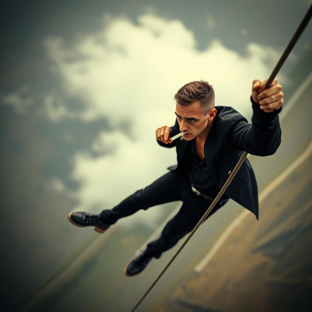 High-Wire Walker in Extreme Slow Motion