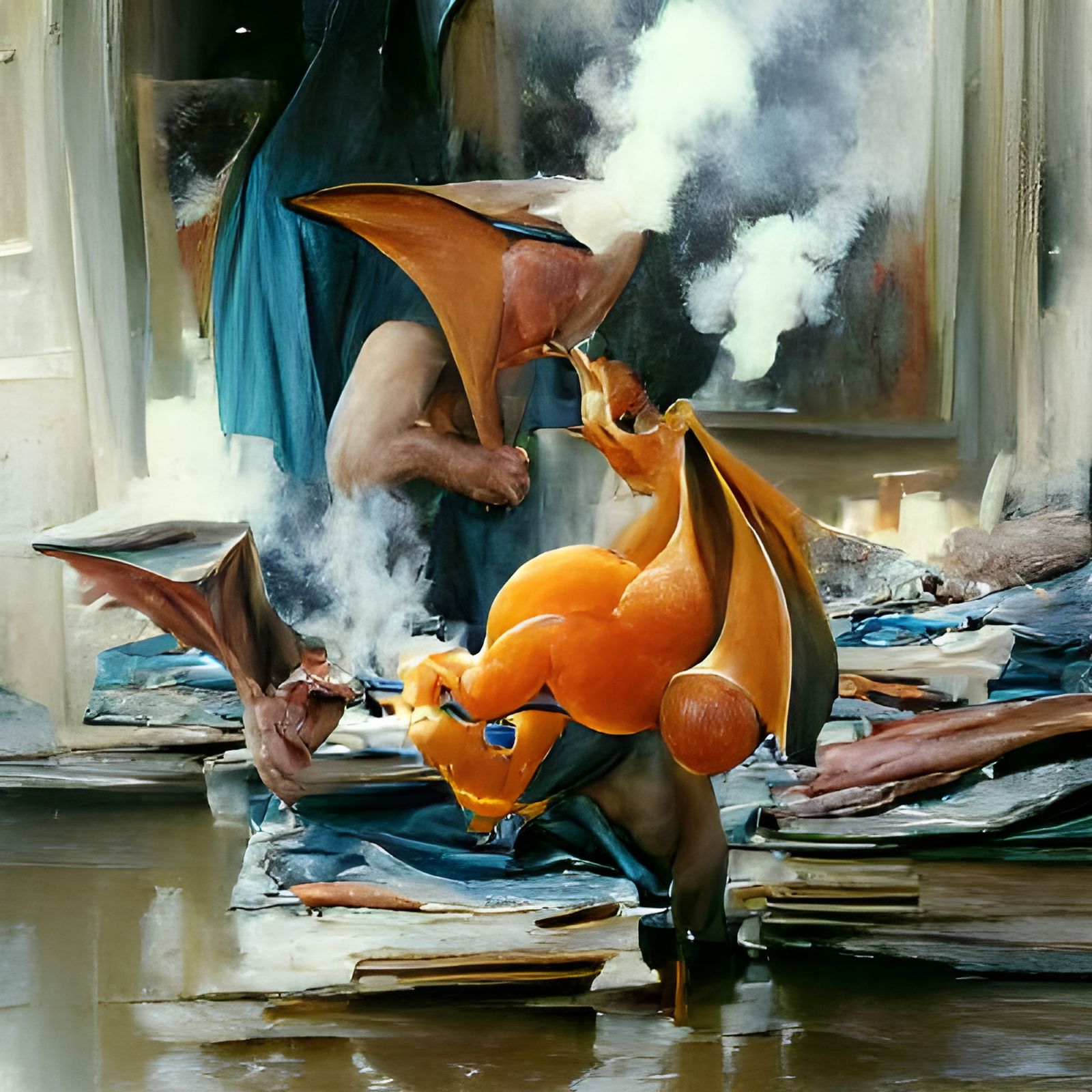 Charizard Oil Painting in Gurney Style