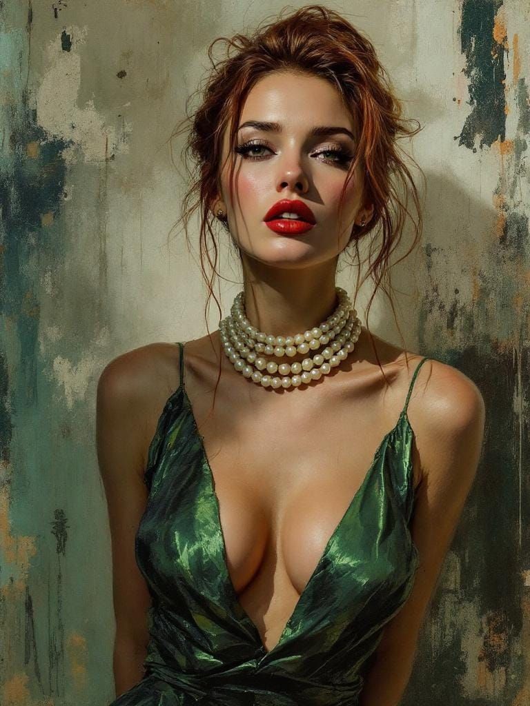 Contemplative Redhead Portrait in Charcoal Style