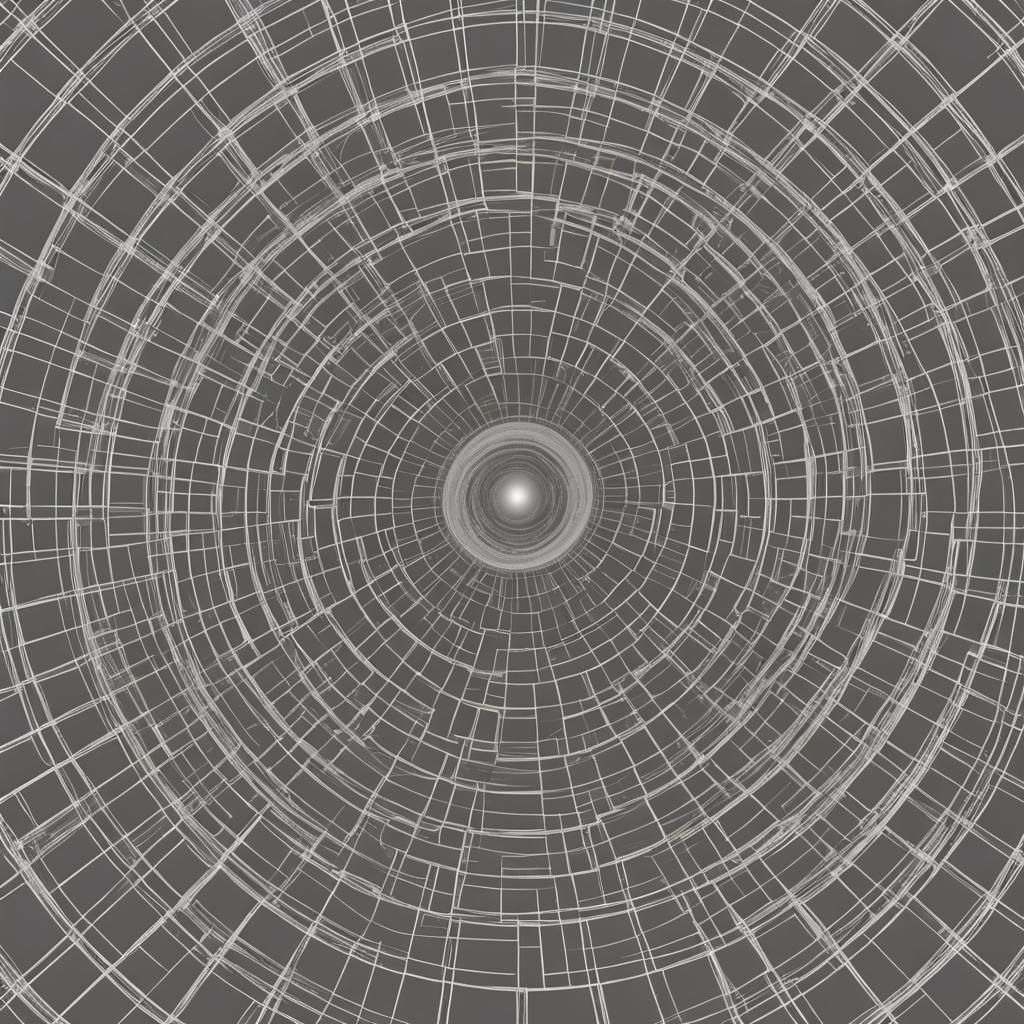 Monochromatic Wireframe Wormhole Illusion Vector Graphic