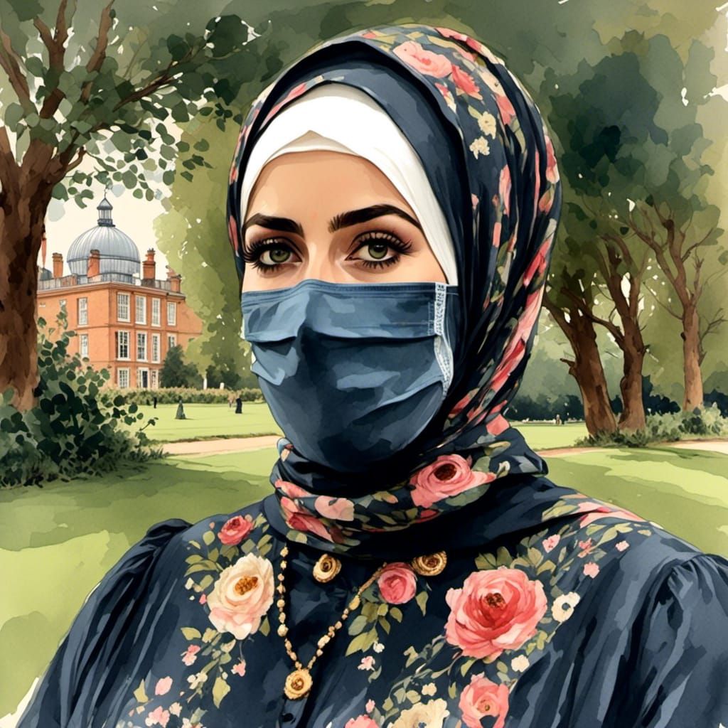 Vintage Comic: Overweight Hijabi in Forest